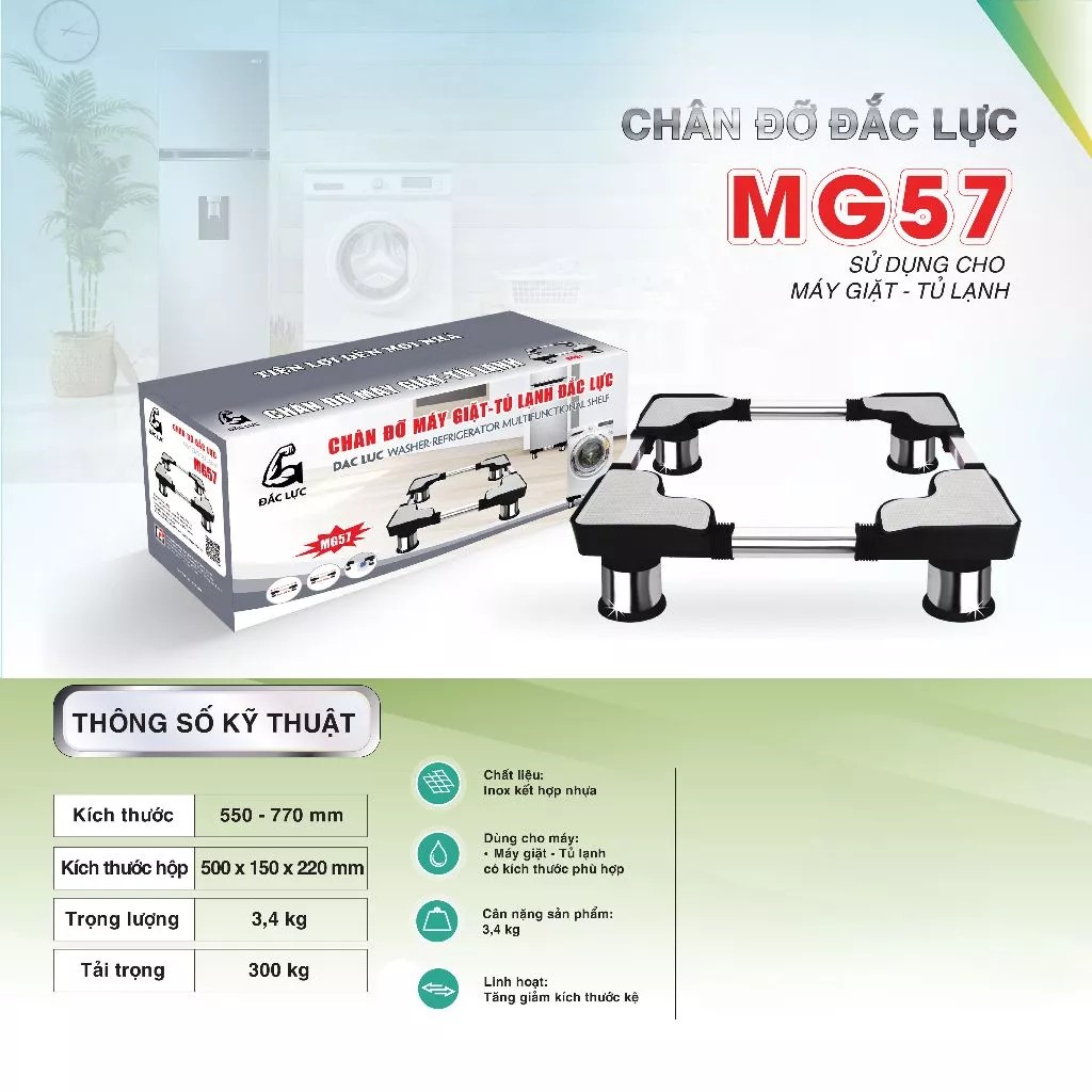 Chân đỡ đa năng tủ lạnh - máy giặt Cảnh Phong MG57