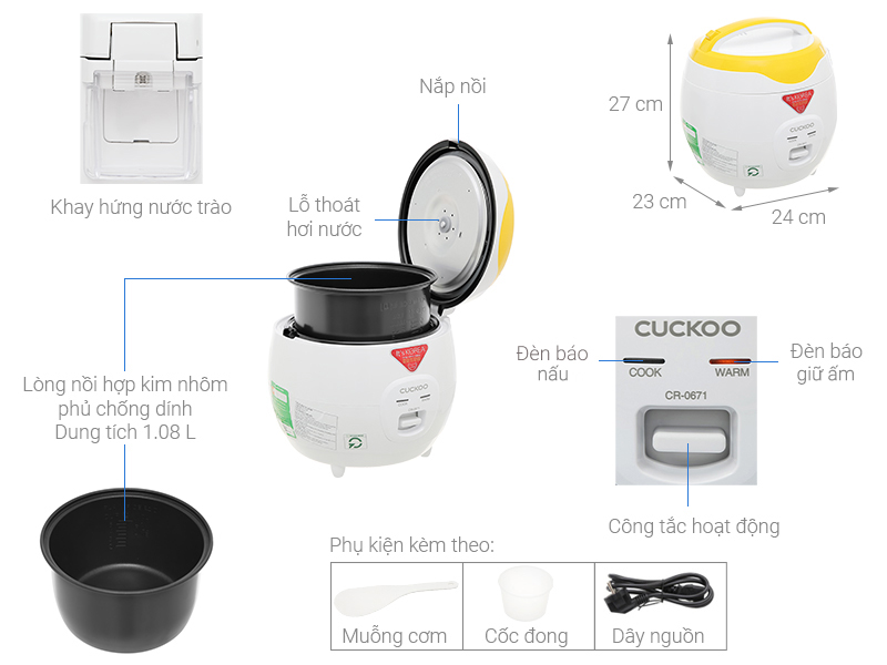 Nồi cơm nắp gài Cuckoo CR-0671 - 1.08 lít