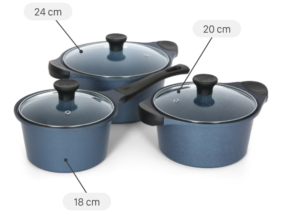 Bộ 3 nồi đúc vân đá xanh Supor Durarock H23102-T1