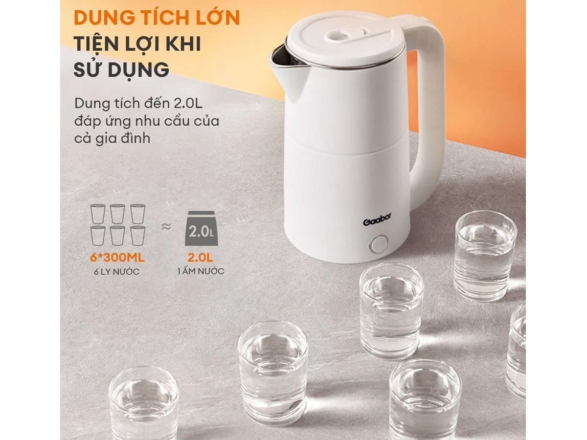 Ấm siêu tốc Gaabor 2L EK20M-WH01A/WH02A