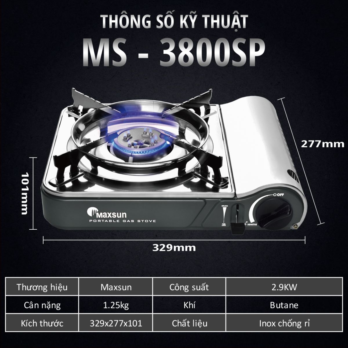 Bếp ga mini Maxsun MS-3800SP