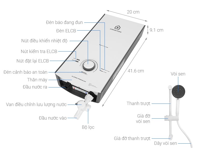 Máy nước nóng trực tiếp Ariston Aures Premium 4.5