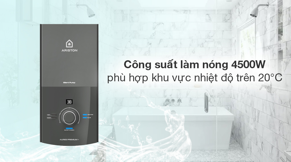 Máy nước nóng trực tiếp Ariston 4500W AURES PREMIUM+ 4.5P