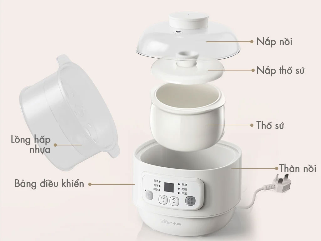 Nồi nấu chậm đa năng Bear DDZ-A08T8 - 800ml