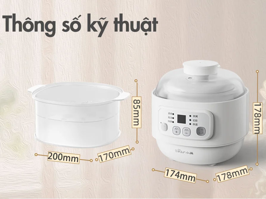 Nồi nấu chậm đa năng Bear DDZ-A08T8 - 800ml