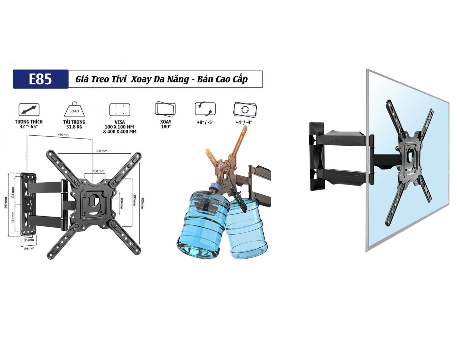Giá treo tivi sát tường siêu mỏng E85