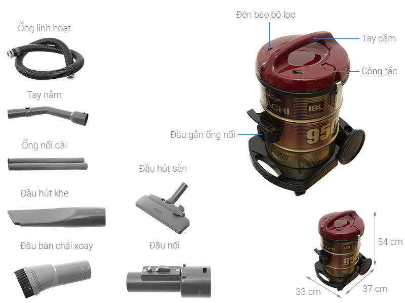 Máy hút bụi công nghiệp Hitachi CV-950F WR/BK
