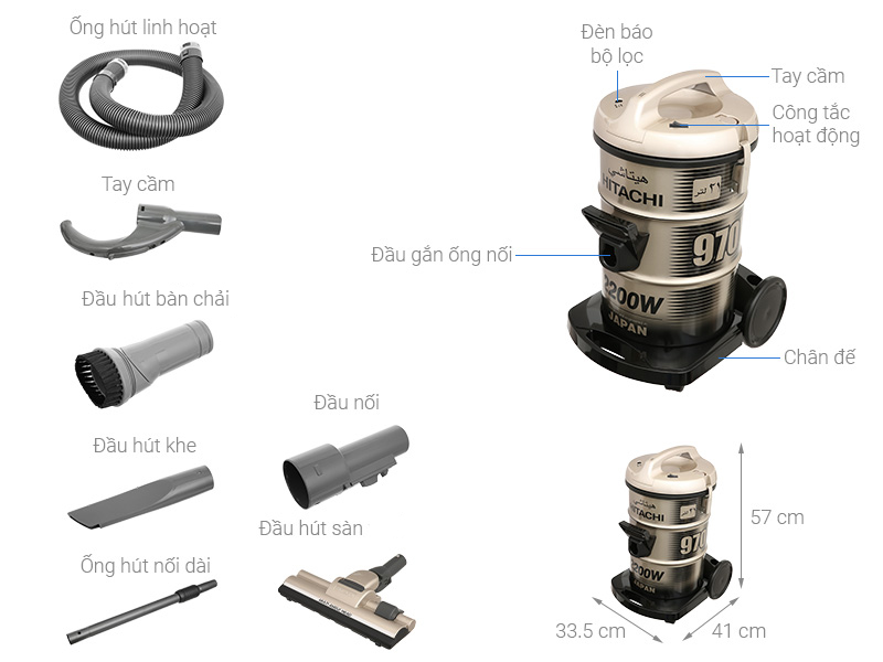 Máy hút bụi Hitachi CV-970Y 24CV TG