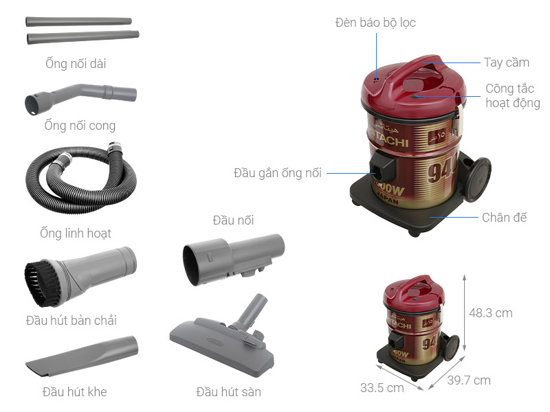 Máy hút bụi công nghiệp Hitachi CV-940Y 24CV WR/PG