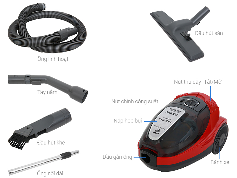 Máy hút bụi dạng hộp Hitachi CV-SF20V 24CV (BRE)
