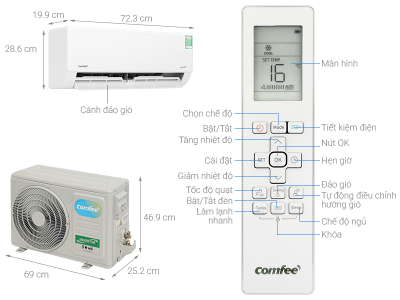 Máy lạnh Comfee Inverter 1 HP CFS-10VGDF