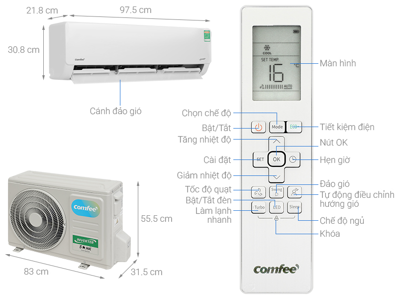 Máy lạnh Comfee Inverter 2 HP CFS-18VGDF