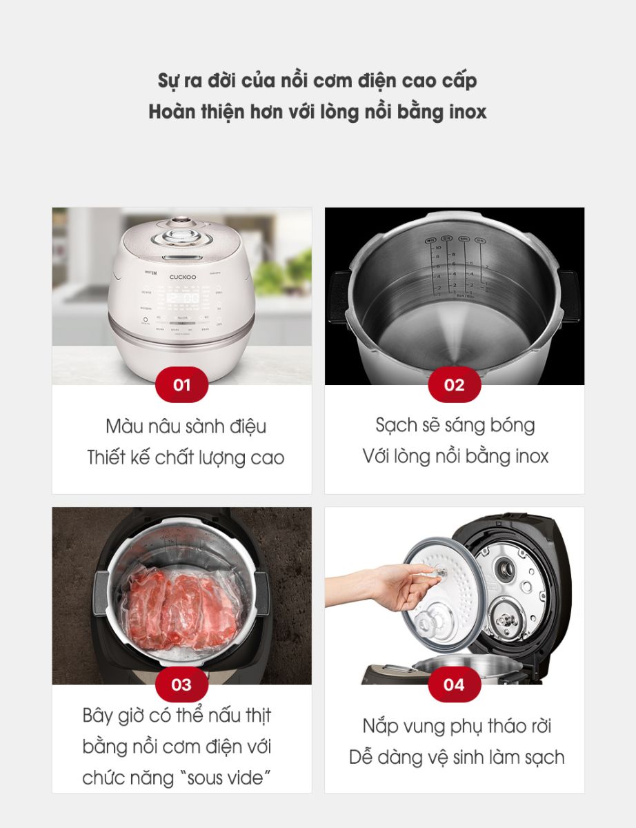 Nồi cơm điện cao tần áp suất Cuckoo CRP-CHAS109FW 1.8 lít