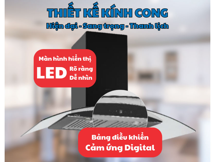 Máy hút mùi kính cong GrandX GX H70C55B