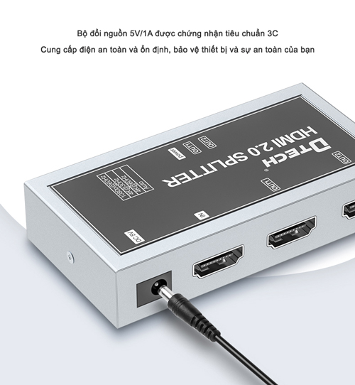Bộ chia HDMI 1 vào 2 ra 4K Dtech DT-7212