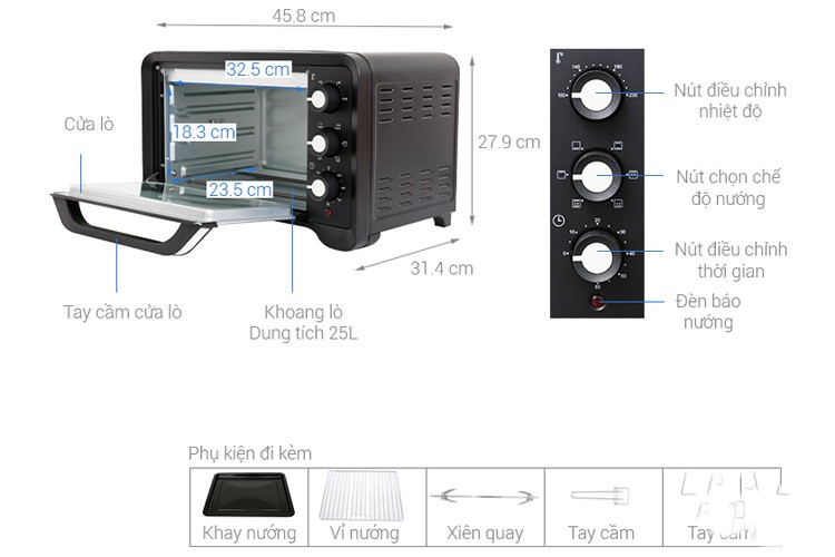 Lò nướng Sanaky VH259S2D 25 lít
