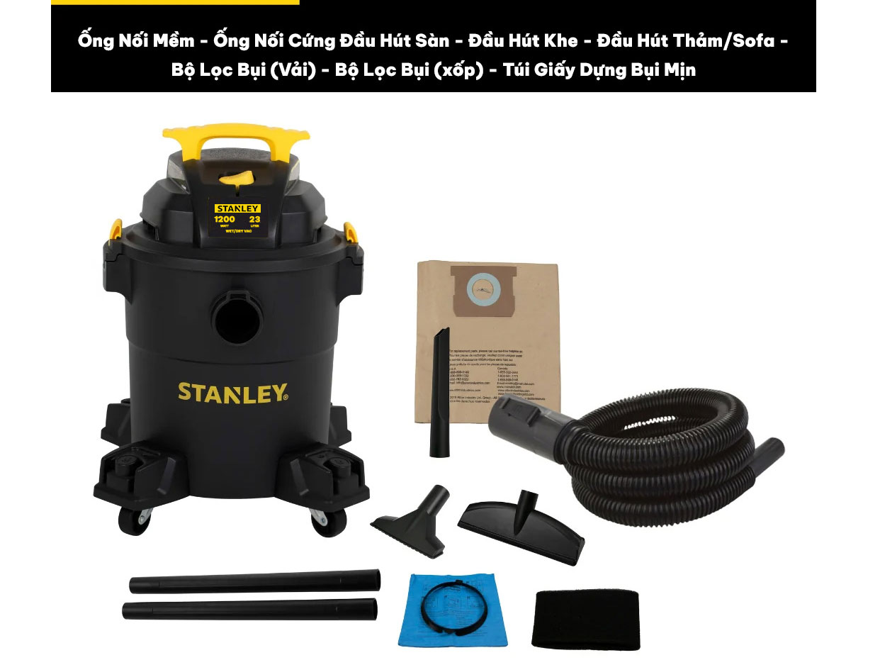 Máy hút bụi công nghiệp 3 chức năng Stanley SL19417P-6AB 23 lít