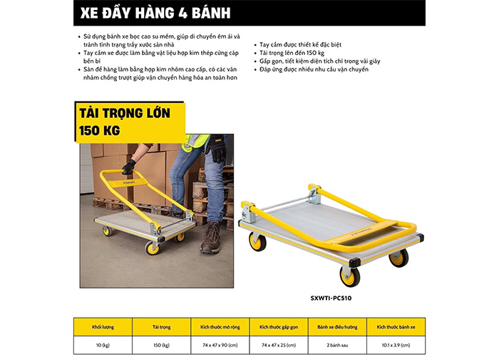 Xe đẩy hàng 4 bánh Stanley SXWTI PC510