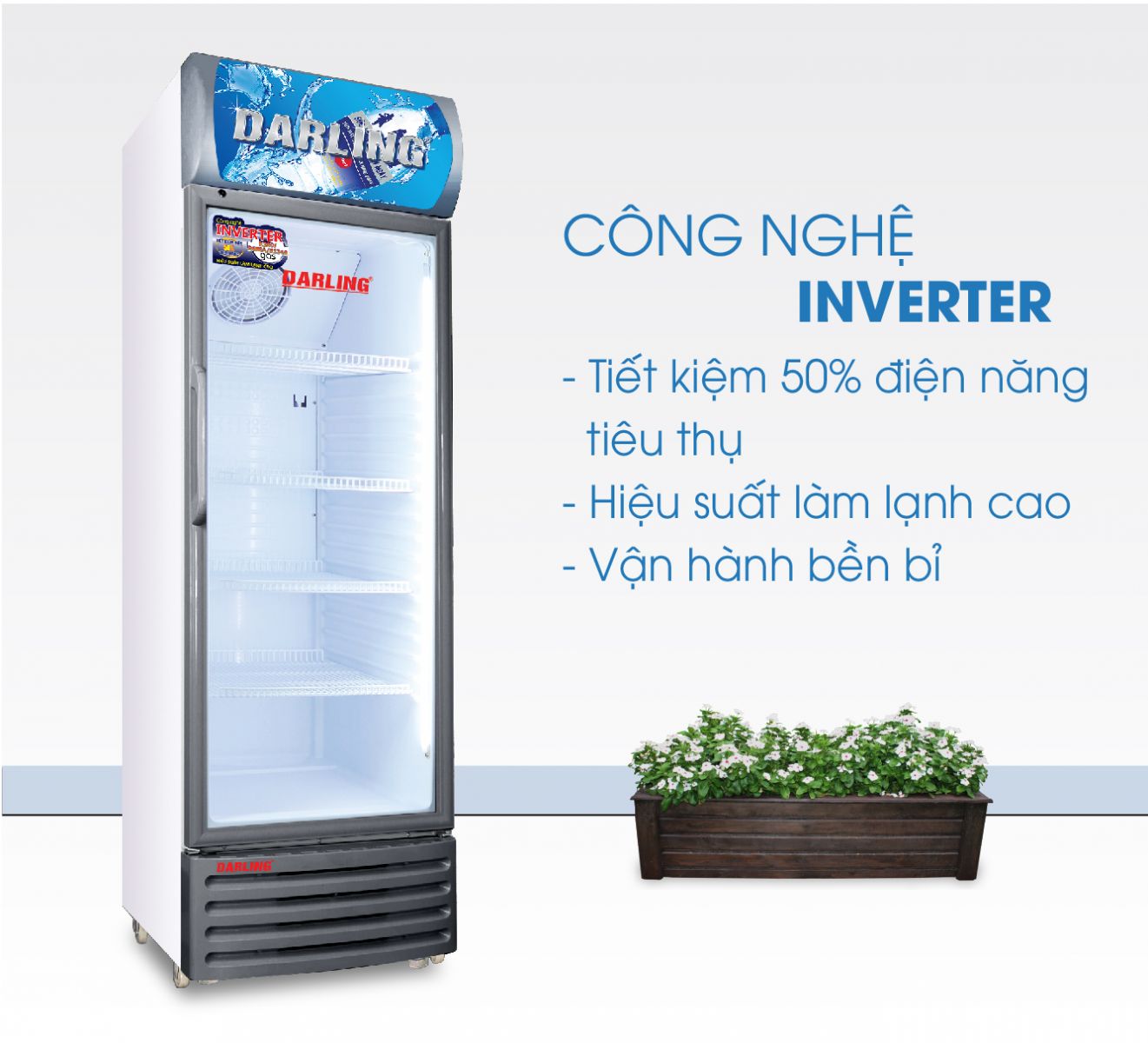 TỦ MÁT 1 CÁNH DARLING INVERTER 320L DL-3200A3 KÍNH LOW-E ĐEN