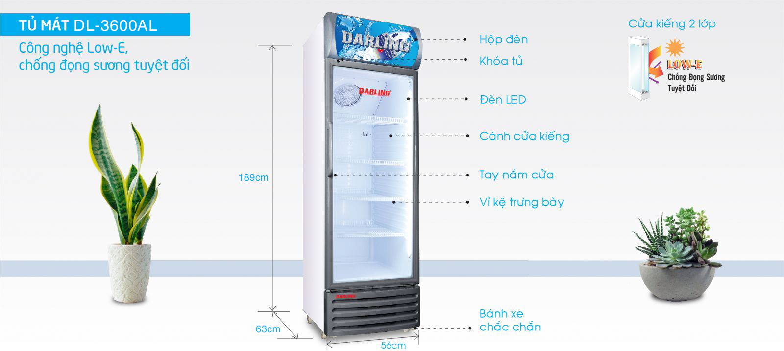 Tủ mát 1 cánh Darling DL-3600AL 380Lít
