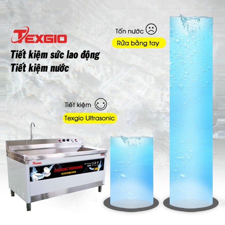 Máy Rửa Chén Bát Công Nghiệp Siêu Âm Texgio TGU-1500XS