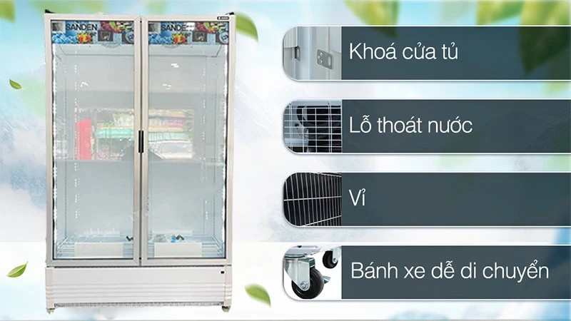 Tủ mát cửa kính Inverter Sanden SPB-1000 842L