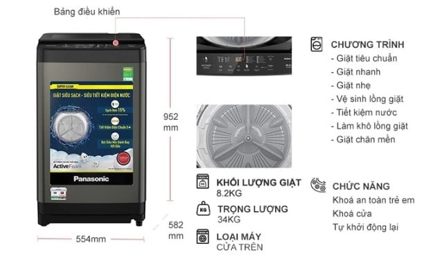Máy giặt Panasonic 8.2kg NA-F82Y01DRV