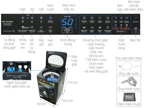 Máy giặt lồng đứng Panasonic Inverter 16 kg NA-FD16V1BRV