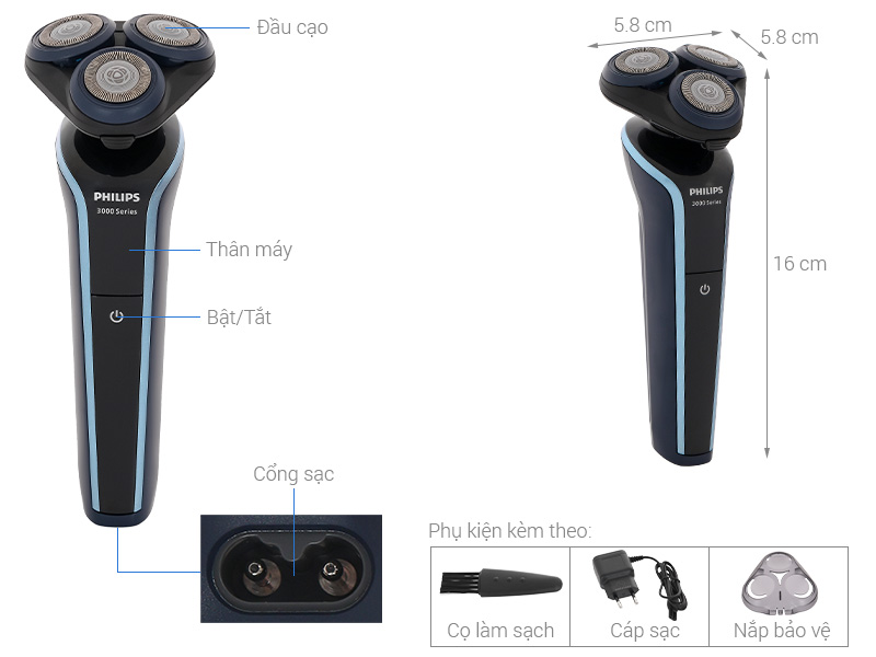 Máy cạo râu khô và ướt Philips S360810