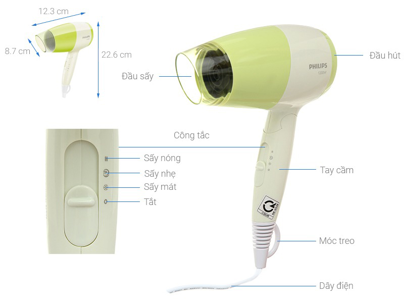 Máy sấy tóc 1200W Philips BHC015/00