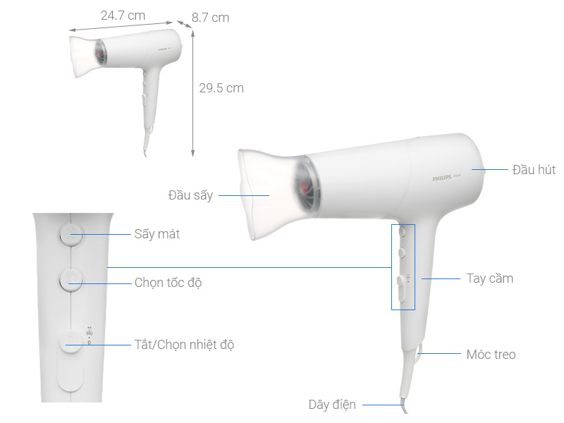 Máy sấy tóc 2100W Philips BHD500/00