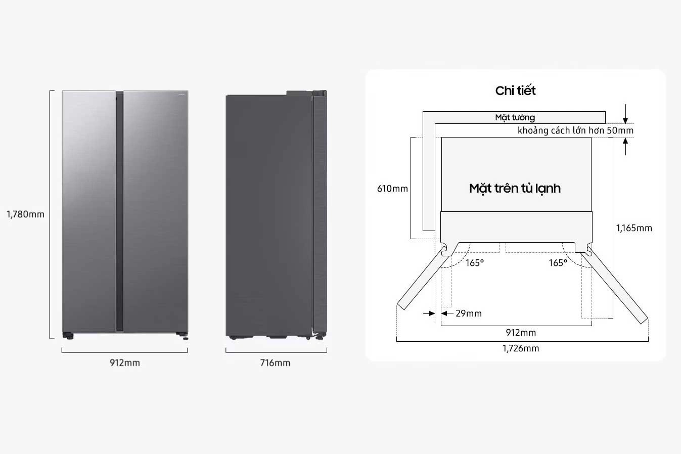 Tủ lạnh Samsung Inverter Side By Side 655 lít RS70F65Q3FSV