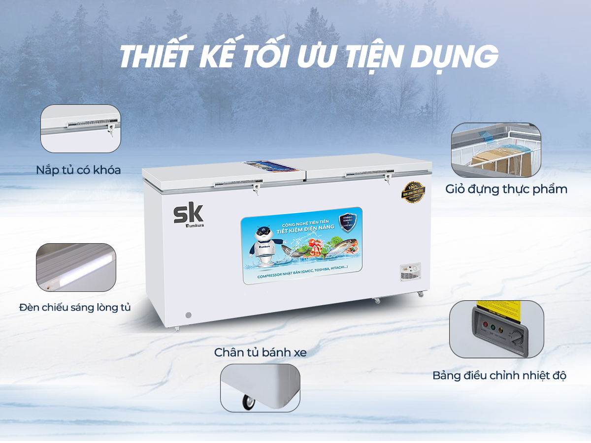 Tủ đông Sumikura Inverter 550 lít dàn đồng SKF-550SI/JS