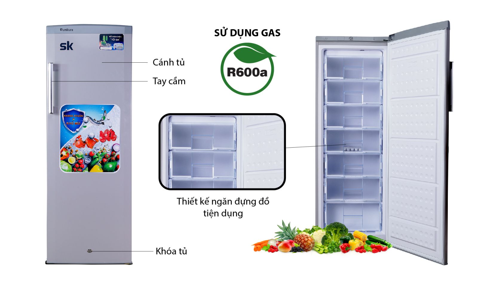 Tủ đông đứng Sumikura SKFU-350HSN 350L