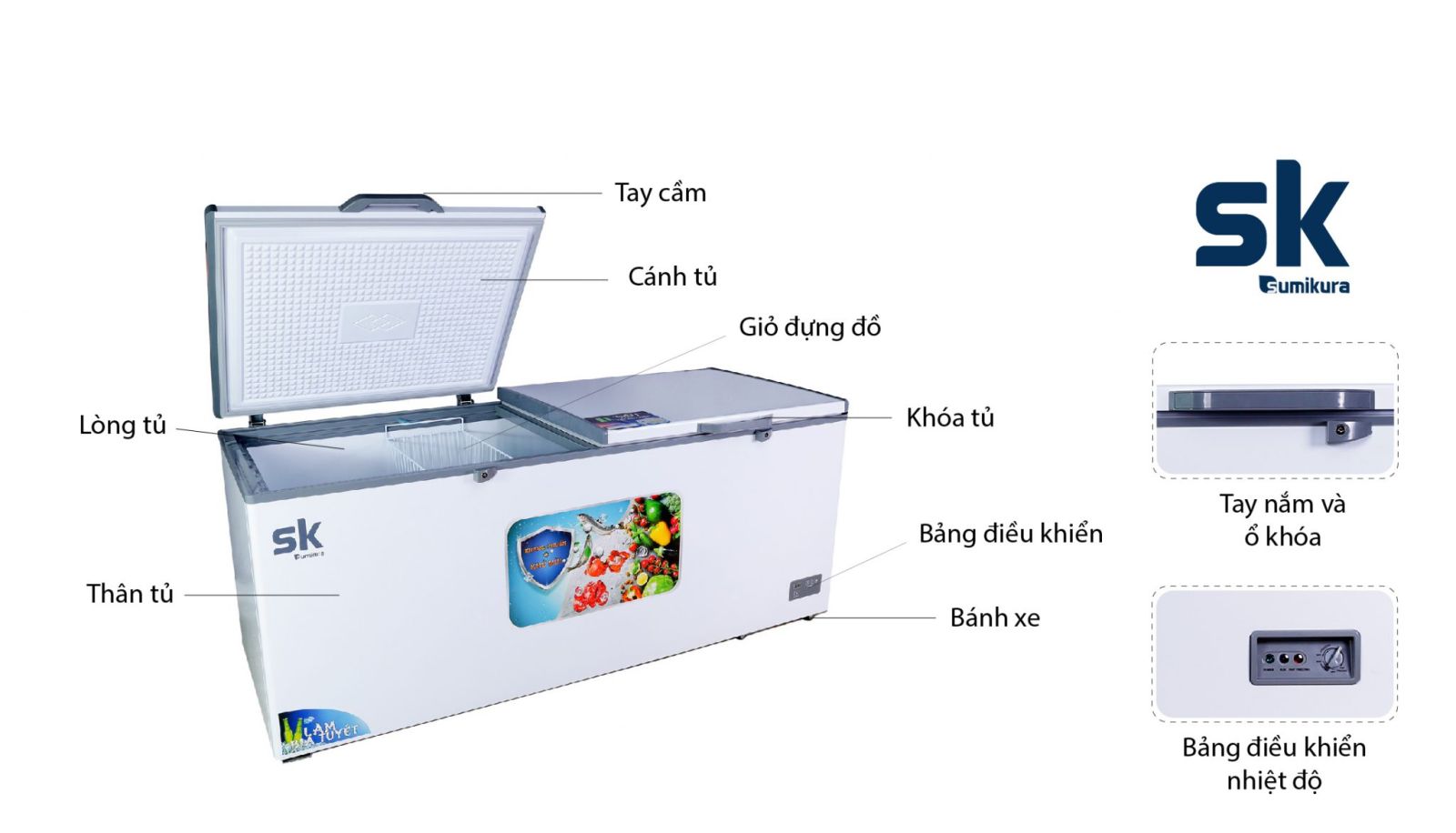 Tủ đông Sumikura 550 lít dàn đồng SKF-550S(JS)