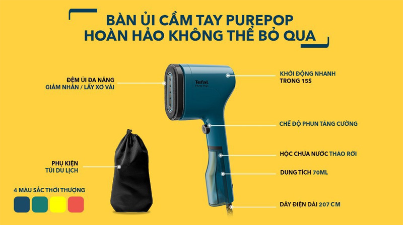Bàn là hơi nước cầm tay Tefal DT2020E1- màu xanh Mallard