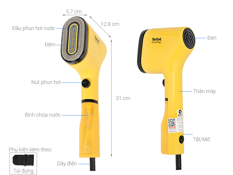 Bàn ủi hơi nước cầm tay Tefal DT2026E1- Màu Vàng