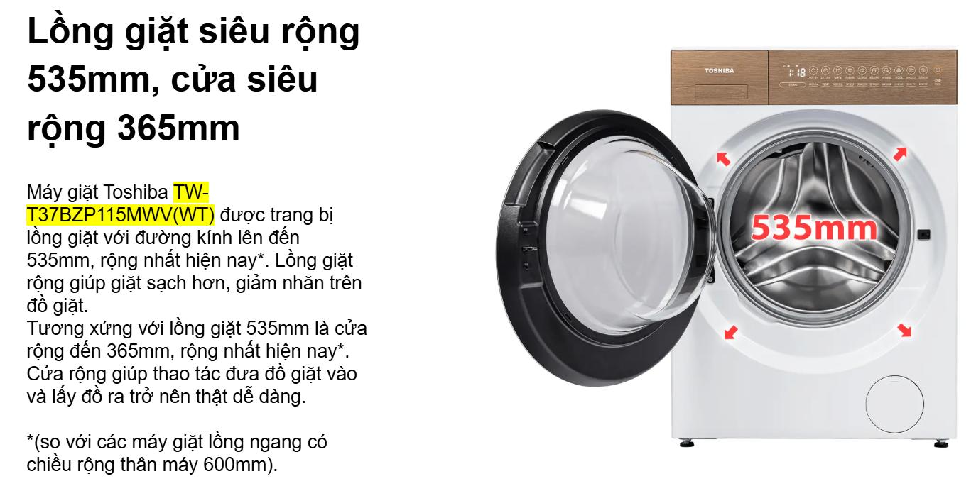 Máy giặt Toshiba Inverter 10.5kg TW-T37BZP115MWV(WT)
